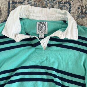 Lands' End Green Striped Rugby Polo Shirt